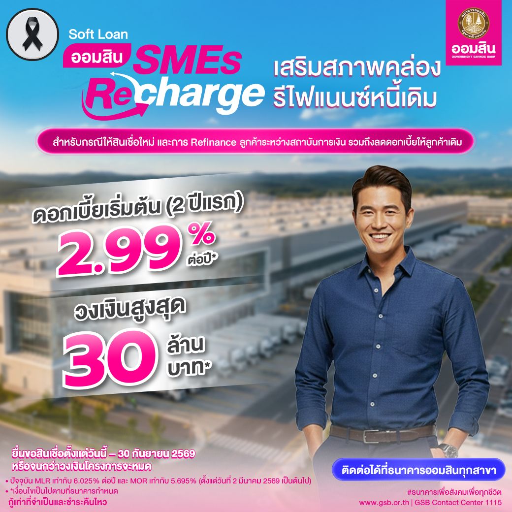 Smiling man advertises an SME Soft Loan Recharge at 2.99% interest rate.