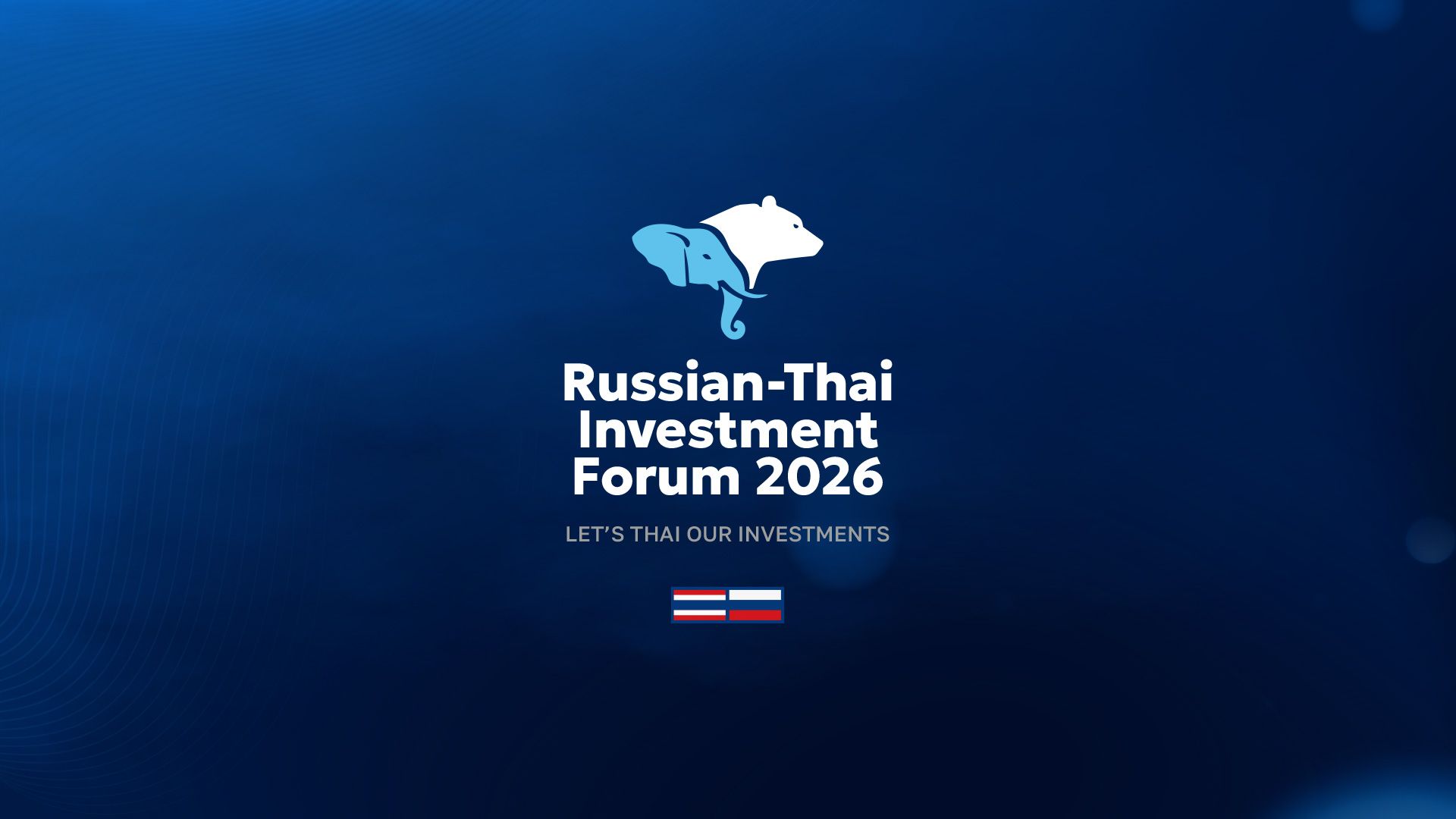 Russian-Thai Investment Forum 2026 logo with elephant and national symbols.