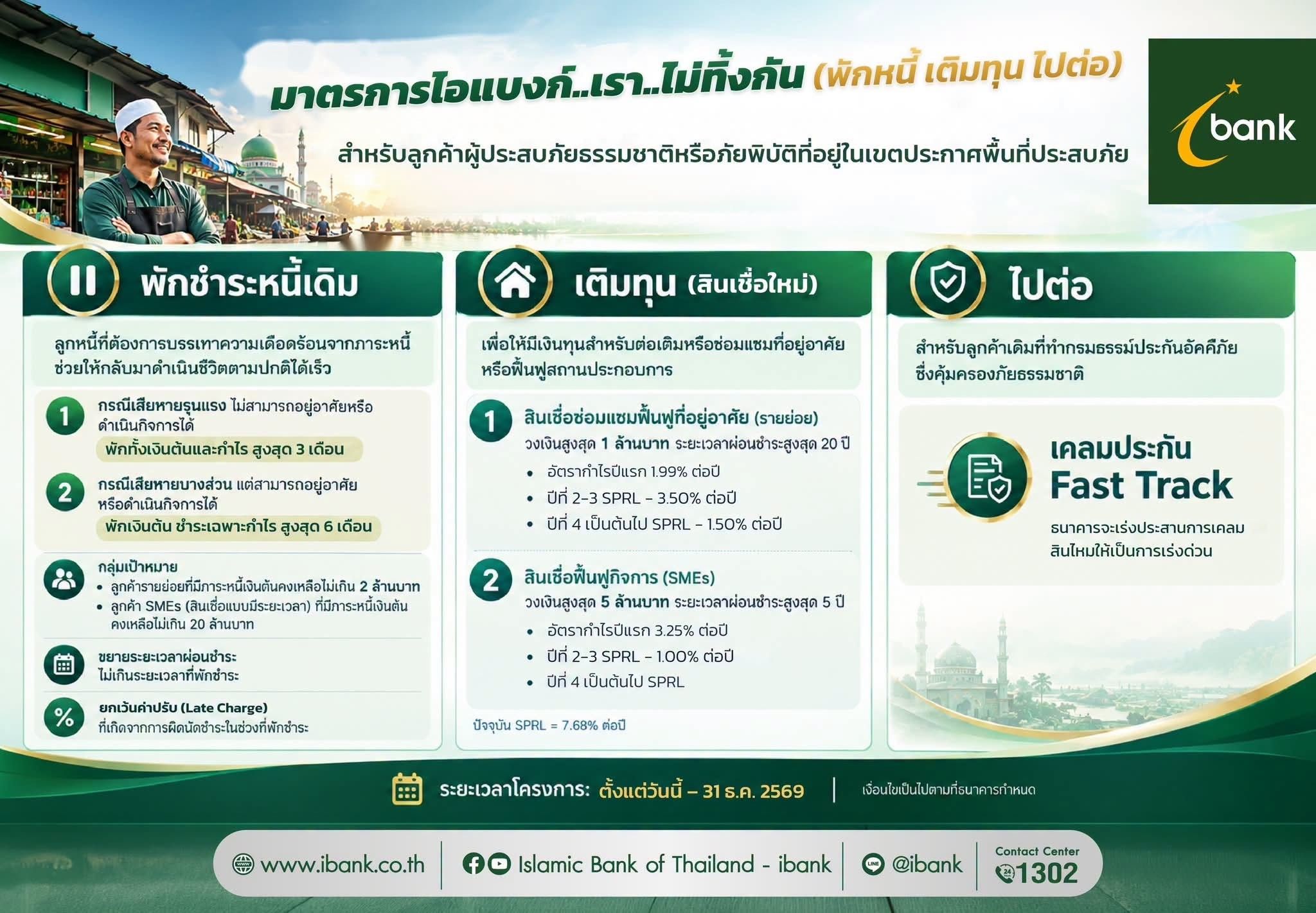 cBank banner detailing financial relief, capital injection, and fast track insurance programs for customers.